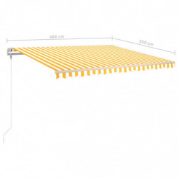 Gelenkarmmarkise Einziehbar mit LED 4x3,5 m Gelb & Weiß