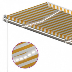 Gelenkarmmarkise Einziehbar mit LED 4,5x3,5 m Gelb und Weiß