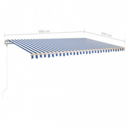 Gelenkarmmarkise Einziehbar mit Pfosten 5x3,5 m Blau & Weiß
