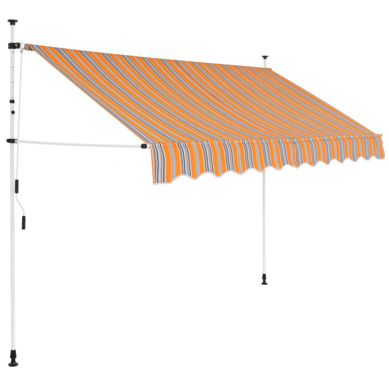 Einziehbare Markise Handbetrieben 250 cm Gelb/Blau Gestreift