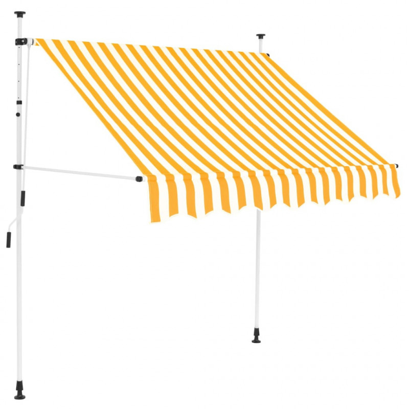 Einziehbare Markise Handbetrieben 150 cm Orange/Weiß Gestreift