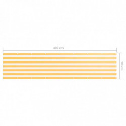 Balkon-Sichtschutz Weiß und Gelb 90x400 cm Oxford-Gewebe