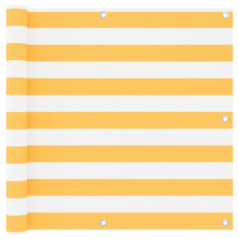 Balkon-Sichtschutz Weiß und Gelb 90x500 cm Oxford-Gewebe