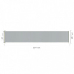 Seitenmarkise Ausziehbar 117x600 cm Grau