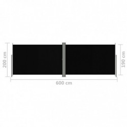 Seitenmarkise Ausziehbar Schwarz 200x600 cm
