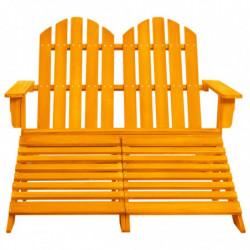 2-Sitzer Adirondack-Gartenbank mit Fußstütze Tannenholz Orange