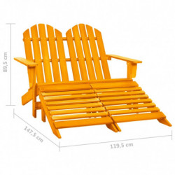 2-Sitzer Adirondack-Gartenbank mit Fußstütze Tannenholz Orange