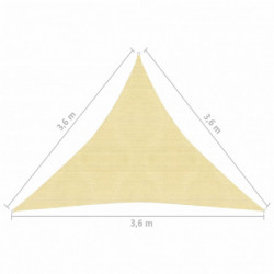Sonnensegel HDPE Dreieckig 3,6x3,6x3,6 m Beige