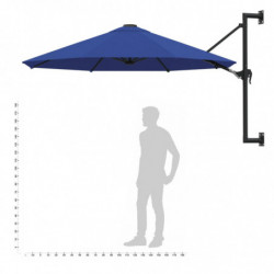 Sonnenschirm Wandmontage mit Metallmast 300 cm Blau