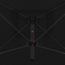 Doppelsonnenschirm mit Stahlmast 250×250 cm Schwarz
