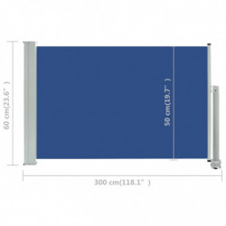 Ausziehbare Seitenmarkise 60×300 cm Blau