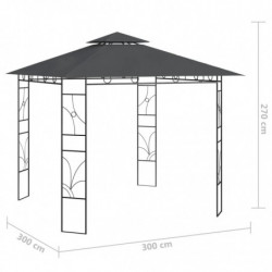 Pavillon Walentin 3x3x2,7 m Anthrazit 160 g/m²
