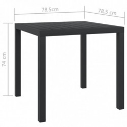 Garten-Esstisch WPC Aluminium 80 x 80 x 74 cm Schwarz