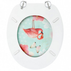 Toilettensitze mit Deckel 2 Stk. MDF Flamingo-Design