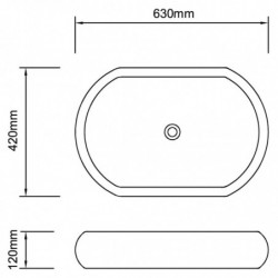 Keramik Waschtisch Waschbecken Oval Weiß 63 x 42 cm