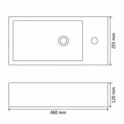 Waschbecken Rechteckig + Hahnloch Keramik Schwarz 46x25,5x12 cm