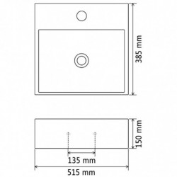 Waschbecken mit Hahnloch Keramik Schwarz  51,5 x 38,5 x 15 cm