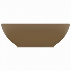 Luxuriöses Ovales Waschbecken Matt Creme 40x33 cm Keramik