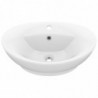 Luxus-Waschbecken Überlauf Oval Matt-Weiß 58,5x39 cm Keramik