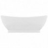 Luxus-Waschbecken Überlauf Oval Matt-Weiß 58,5x39 cm Keramik