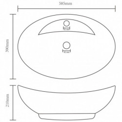 Luxus-Waschbecken Überlauf Oval Matt Creme 58,5x39cm Keramik