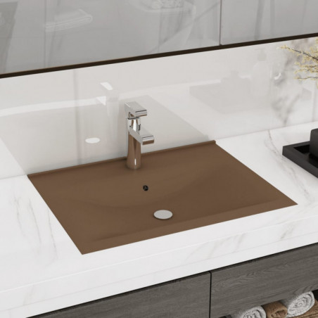 Luxus-Waschbecken mit Hahnloch Matt-Creme 60x46 cm Keramik