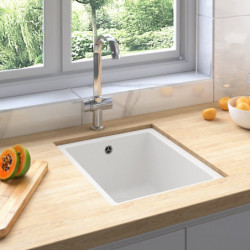 Küchenspüle mit Überlauf Weiß Granit
