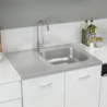 Küchenspüle mit Abtropfset Silbern 800x600x155 mm Edelstahl