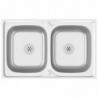 Küchenspüle mit Doppelbecken Silbern 800x500x155 mm Edelstahl
