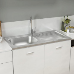 Küchenspüle mit Abtropfset Silbern 1000x500x155 mm Edelstahl