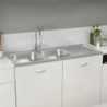 Küchenspüle mit Doppelbecken Silbern 1200x500x155 mm Edelstahl