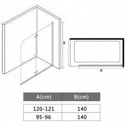 Faltbare Duschkabine 2 Paneele ESG 120 x 140 cm