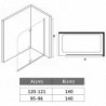 Faltbare Duschkabine 2 Paneele ESG 120 x 140 cm