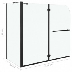 Doppelte Faltbare Duschkabine ESG 120x68x130 cm Schwarz