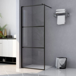 Duschwand für Begehbare Duschen ESG-Klarglas Schwarz 100x195 cm