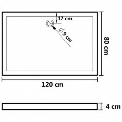 Duschtasse ABS Rechteckig Weiß 80x120 cm