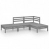 4-tlg. Garten-Lounge-Set Fin Grau Massivholz Kiefer