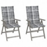 Verstellbare Gartenstühle 2 Stk. mit Auflagen Massivholz Akazie