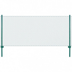 Maschendrahtzaun mit Pfosten Stahl 25 x 0,5 m Grün