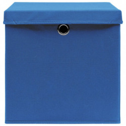 Aufbewahrungsboxen mit Deckel 10 Stk. Blau 32×32×32 cm Stoff