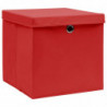 Aufbewahrungsboxen mit Deckel 4 Stk. Rot 32×32×32cm Stoff