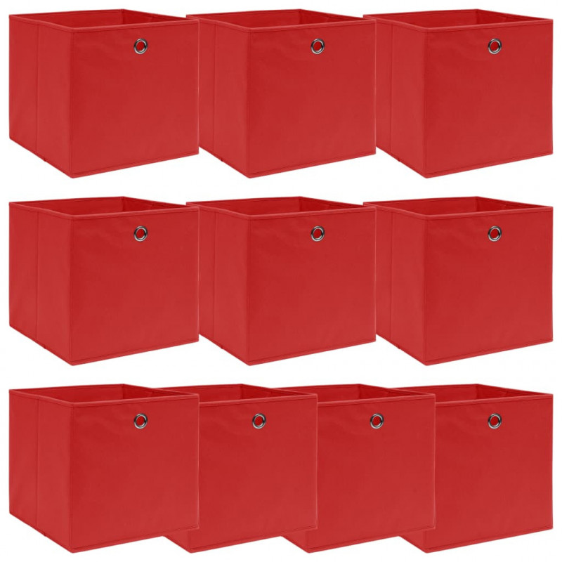 Aufbewahrungsboxen 10 Stk. Rot 32×32×32 cm Stoff