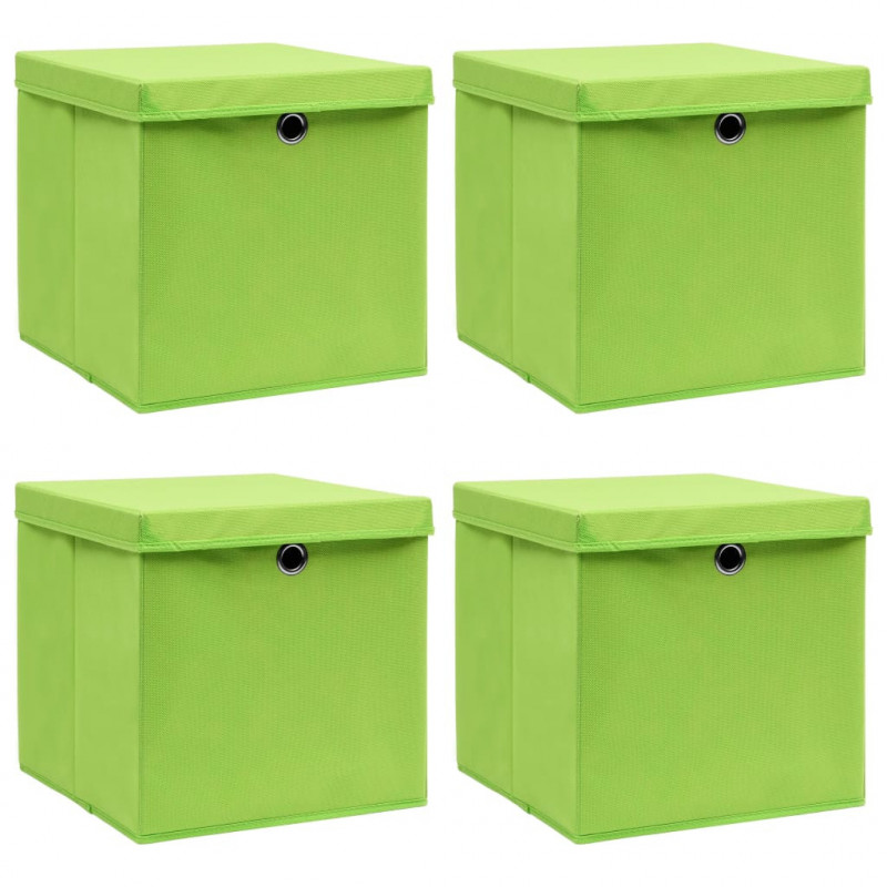 Aufbewahrungsboxen mit Deckel 4 Stk. Grün 32×32×32 cm Stoff