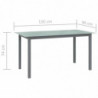 Gartentisch Hellgrau 150x90x74 cm Aluminium und Glas