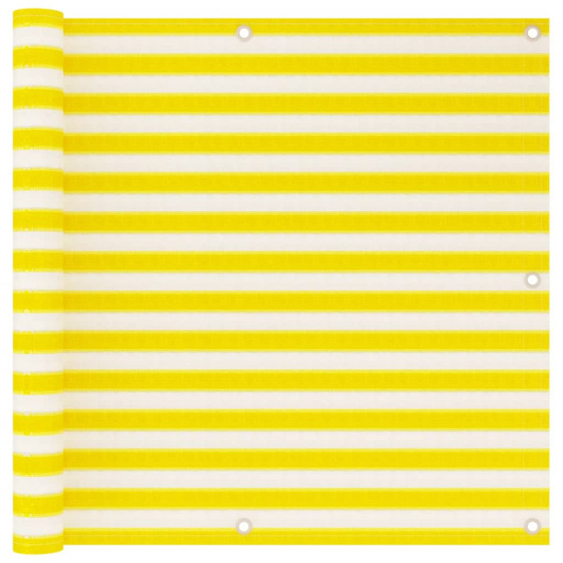 Balkon-Sichtschutz Gelb und Weiß 90x500 cm HDPE