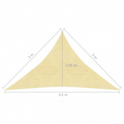 Sonnensegel 160 g/m² Beige 3x3x4,2 m HDPE