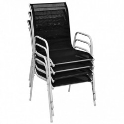 Stapelbare Gartenstühle 4 Stk. Stahl und Textilene Schwarz