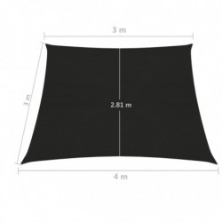 Sonnensegel 160 g/m² Schwarz 3/4x3 m HDPE