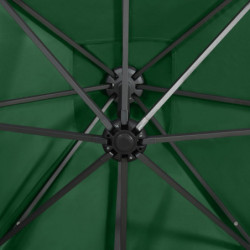 Ampelschirm mit Mast und LED-Leuchten Grün 300 cm
