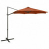 Ampelschirm mit Mast und LED-Leuchten Terracotta-Rot 300 cm